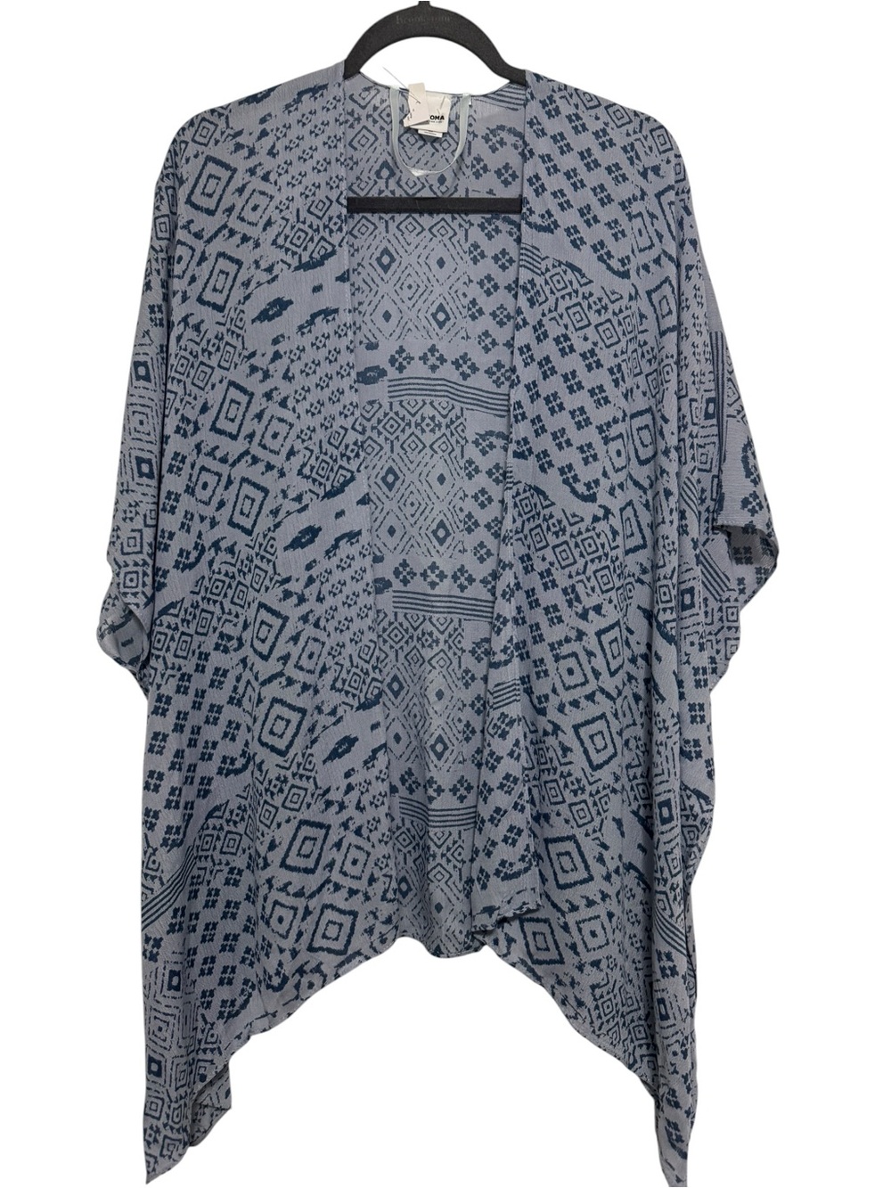 Sonoma Goods For Life Geometric Open Front Kimono Cardigan Blue Gray Duster OS